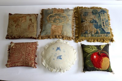 Lot 430 - Six needlework cushions, various