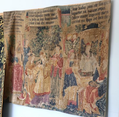 Lot 434 - A modern tapestry of Medieval design, 138cm x...