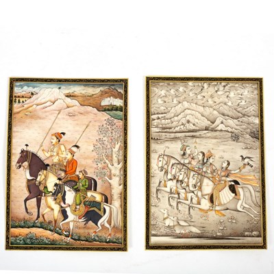 Lot 512 - A pair of Indian miniatures/Women Hawking and...