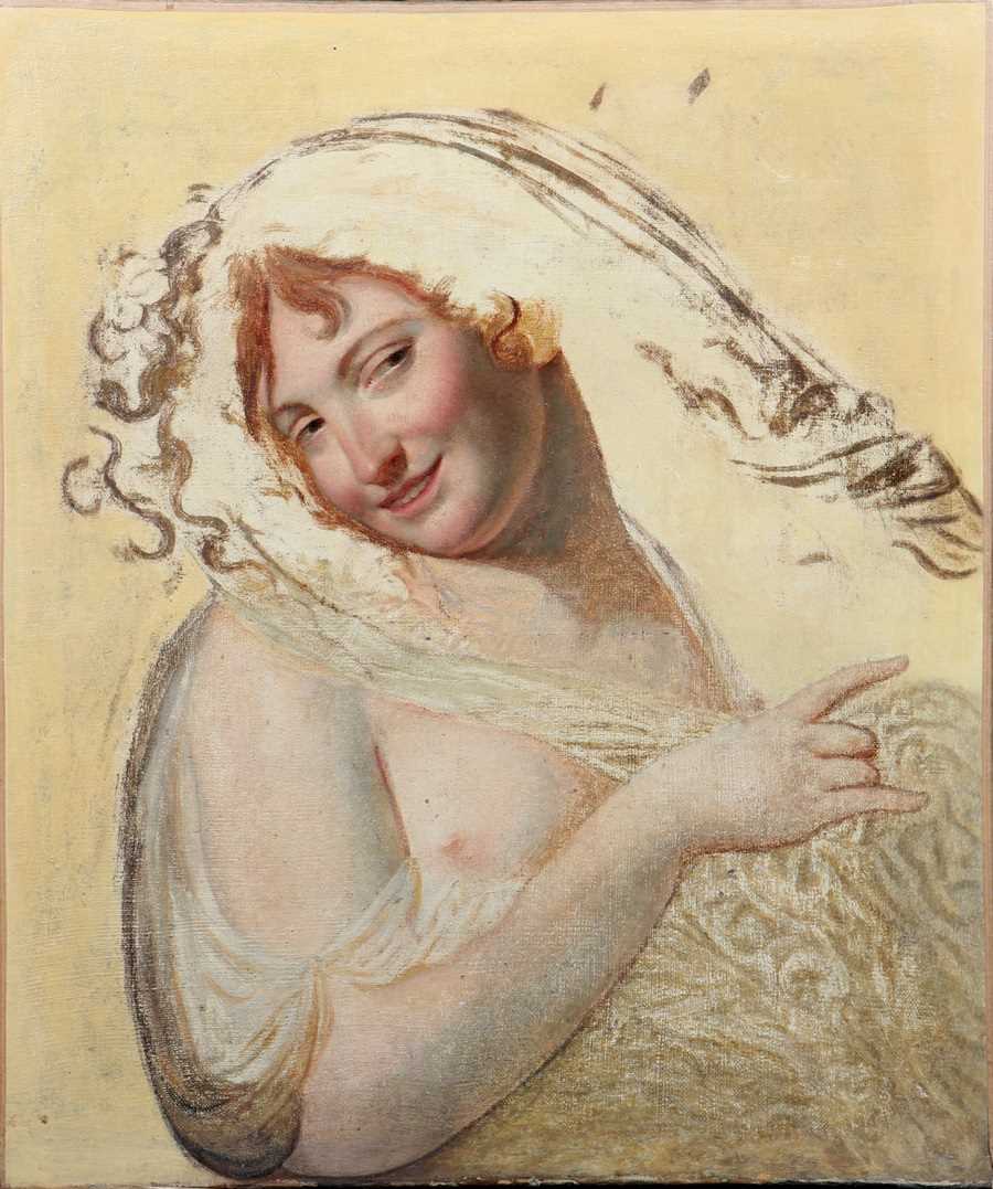 Lot 570 - French School circa 1800/Study of a Coquettish...