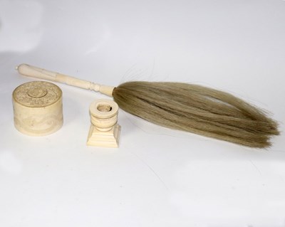 Lot 627 - An ivory handled fly whisk, 19th Century, of...