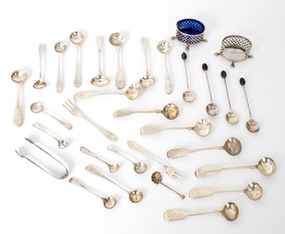 Lot 664 - A large quantity of silver condiment spoons,...