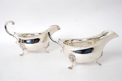 Lot 674 - A pair of 18th Century style silver sauce...