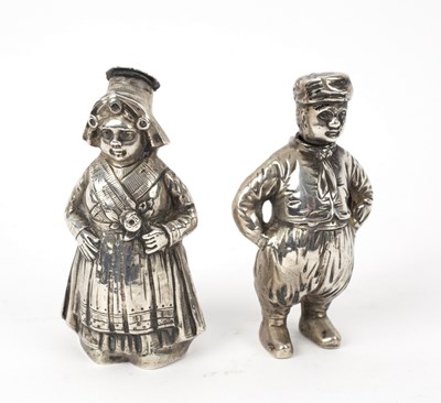 Lot 682 - A pair of Dutch 800 standard silver pepper...