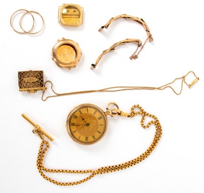 Lot 703 - An 18k gold cased open faced pocket watch, on...