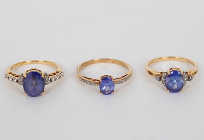 Lot 734 - A tanzanite and diamond dress ring, the oval...