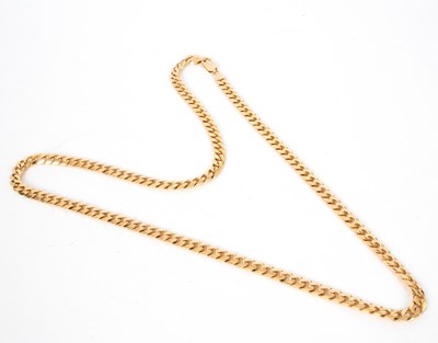 Lot 738 - A 9ct yellow gold necklace of flattened curb...