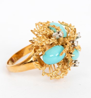 Lot 749 - An Italian turquoise and diamond set cocktail...