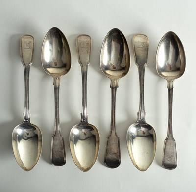 Lot 4 - Six fiddle and thread pattern silver...