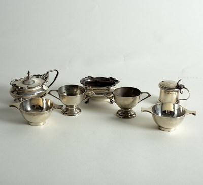 Lot 5 - A pair of silver salts of miniature porringer...