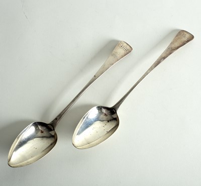 Lot 9 - A pair of old English pattern silver basting...