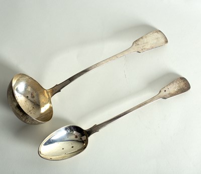 Lot 10 - A Victorian silver fiddle pattern ladle and a...