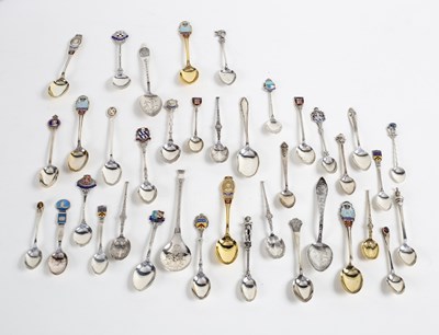 Lot 34 - Thirty-eight silver souvenir teaspoons,...