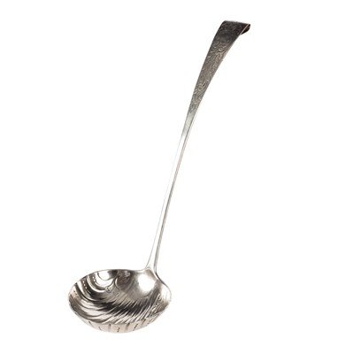 Lot 56 - An Irish provincial hook end silver ladle,...