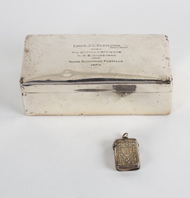 Lot 59 - A silver cigarette box, marks rubbed,...