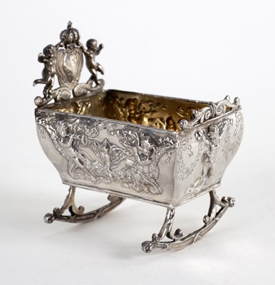 Lot 77 - A Dutch silver toy cradle, Chester import...