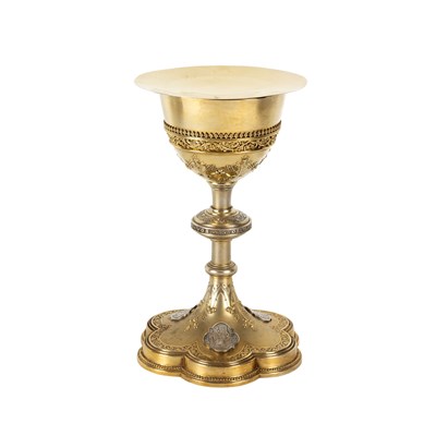 Lot 78 - A French silver gilt chalice and paten,...