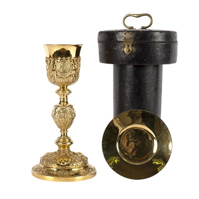 Lot 79 - A French silver gilt chalice and paten, Jean...