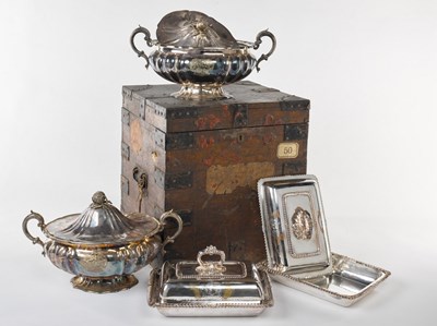 Lot 91 - A pair of William IV electroplate soup tureens,...