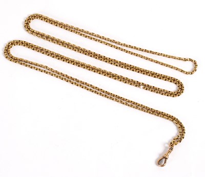 Lot 105 - A 9ct gold guard chain, 148cm long,...