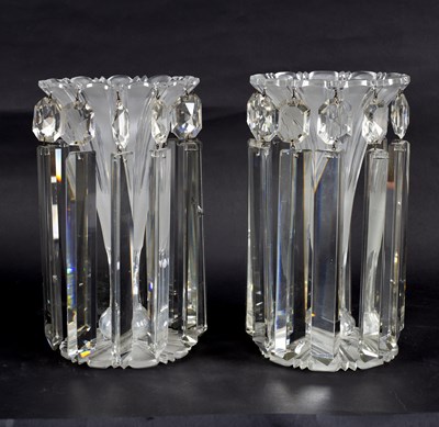 Lot 154 - A pair of trumpet shaped lustres with frosted...