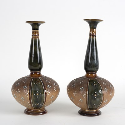 Lot 165 - A pair of Royal Doulton stoneware vases, of...