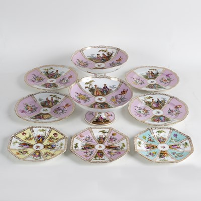 Lot 186 - A Dresden part dessert service, comprising two...