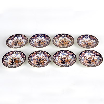 Lot 190 - Eight Derby Imari plates, circa 1800, 22cm...