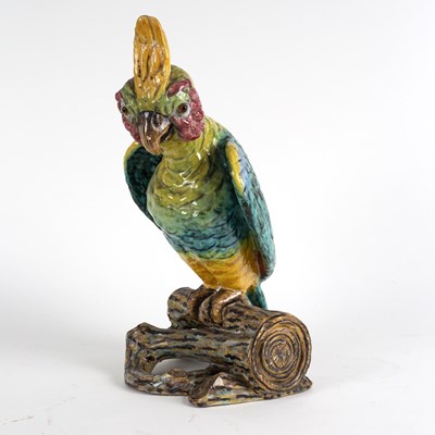 Lot 218 - A 20th Century pottery figure of a cockatoo,...