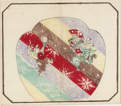 Lot 236 - A Meiji period Japanese fan print of a Rat...