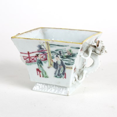 Lot 246 - A Chinese square bowl with kylin handles,...