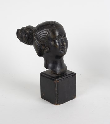 Lot 266 - An Indian bronze bust of a woman, her hair...