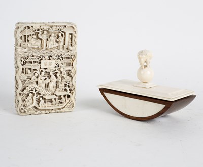 Lot 272 - A Chinese carved ivory visiting card case with...