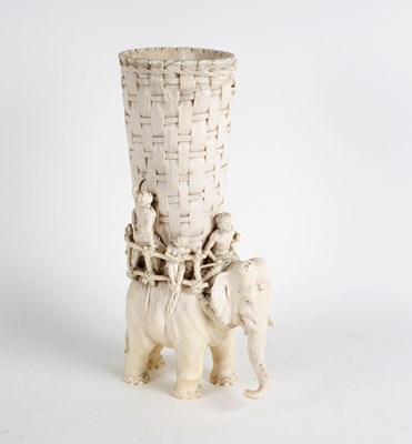 Lot 286 - A Japanese carved ivory tusk vase, Meiji...