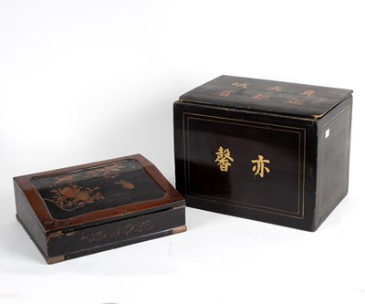 Lot 291 - A Chinese lacquered box, the sliding cover...