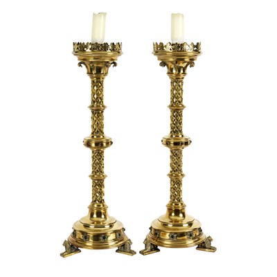 Lot 329 - A pair of 19th Century Gothic Revival floor...