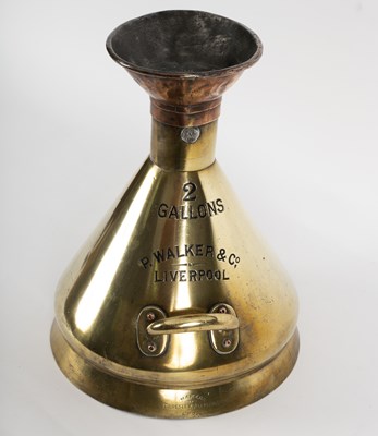 Lot 333 - A brass two gallon measure, R Walker & Co.,...