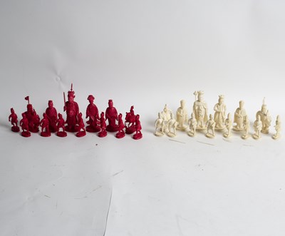 Lot 344 - A 19th Century Indian stained ivory chess set,...