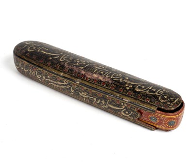 Lot 355 - A Persian lacquered pen case, 25cm...