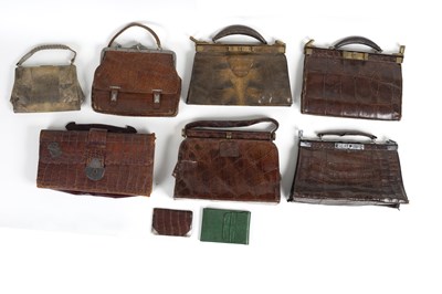 Lot 400 - A crocodile skin dressing case with fitted...