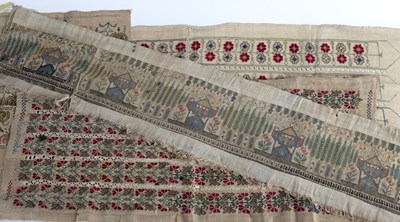 Lot 409 - Four 18th Century Turkish needlework fragments,...