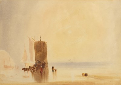 Lot 493 - Follower of J M W Turner/Beach Scene/with...