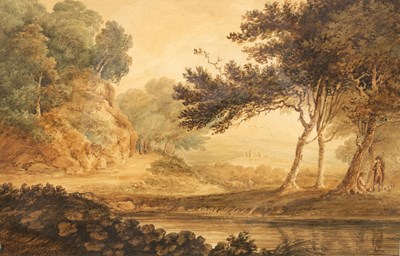 Lot 537 - Follower of Paul Sandby/Landscape with Figures...