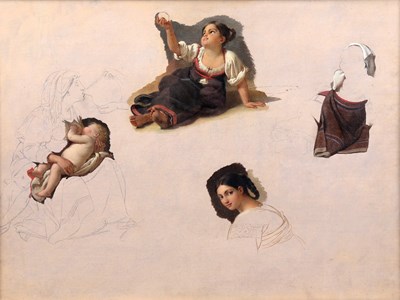 Lot 585 - French School circa 1820/Figure Studies/oil on...