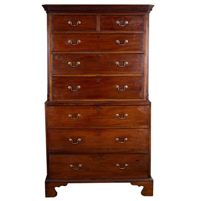 Lot 609 - A George III mahogany chest on chest with...