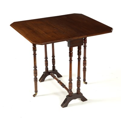 Lot 620 - A mahogany Sutherland table on turned supports,...