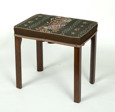 Lot 632 - An upholstered stool on square legs, 50cm wide