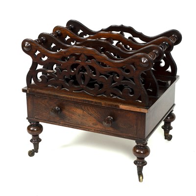 Lot 633 - A 19th Century rosewood fretwork carved music...