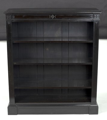 Lot 637 - A 19th Century ebonised open bookcase, 106.5cm...