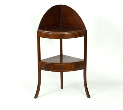 Lot 643 - A Sheraton period mahogany bowfront corner...